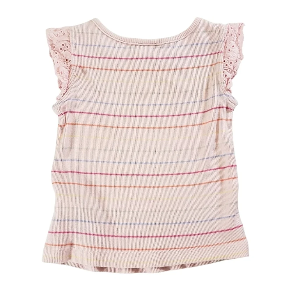 K1290 * Baby Gap Girls Eyelet Ruffle Sleeve Tank Top Pink Size 2 Yrs